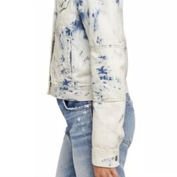 NWT Free People Rumors  Denim Jacket  Tie Dye Blue Denim Size XS - Picture 3 of 6
